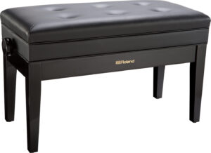 ROLAND RPBD400-PE ADJUSTABLE PIANO DUET BENCH, POLISHED EBONY, CUSHIONED SEAT