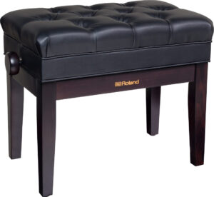 ROLAND RPB-500RW ADJUSTABLE PIANO BENCH, SATIN ROSEWOOD, CUSHIONED SEAT, STORAGE COMPARTMENT