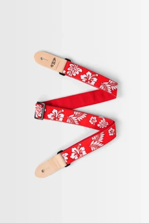 Kala Hibiscus Print Ukulele Strap Red