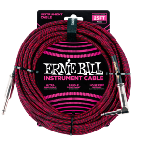 ERNIE BALL 25FT STRAIGHT-ANGLE BRAIDED CABLE - RED