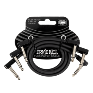 Ernie Ball 12in Flex Patch Cable - Black - 3-Pack